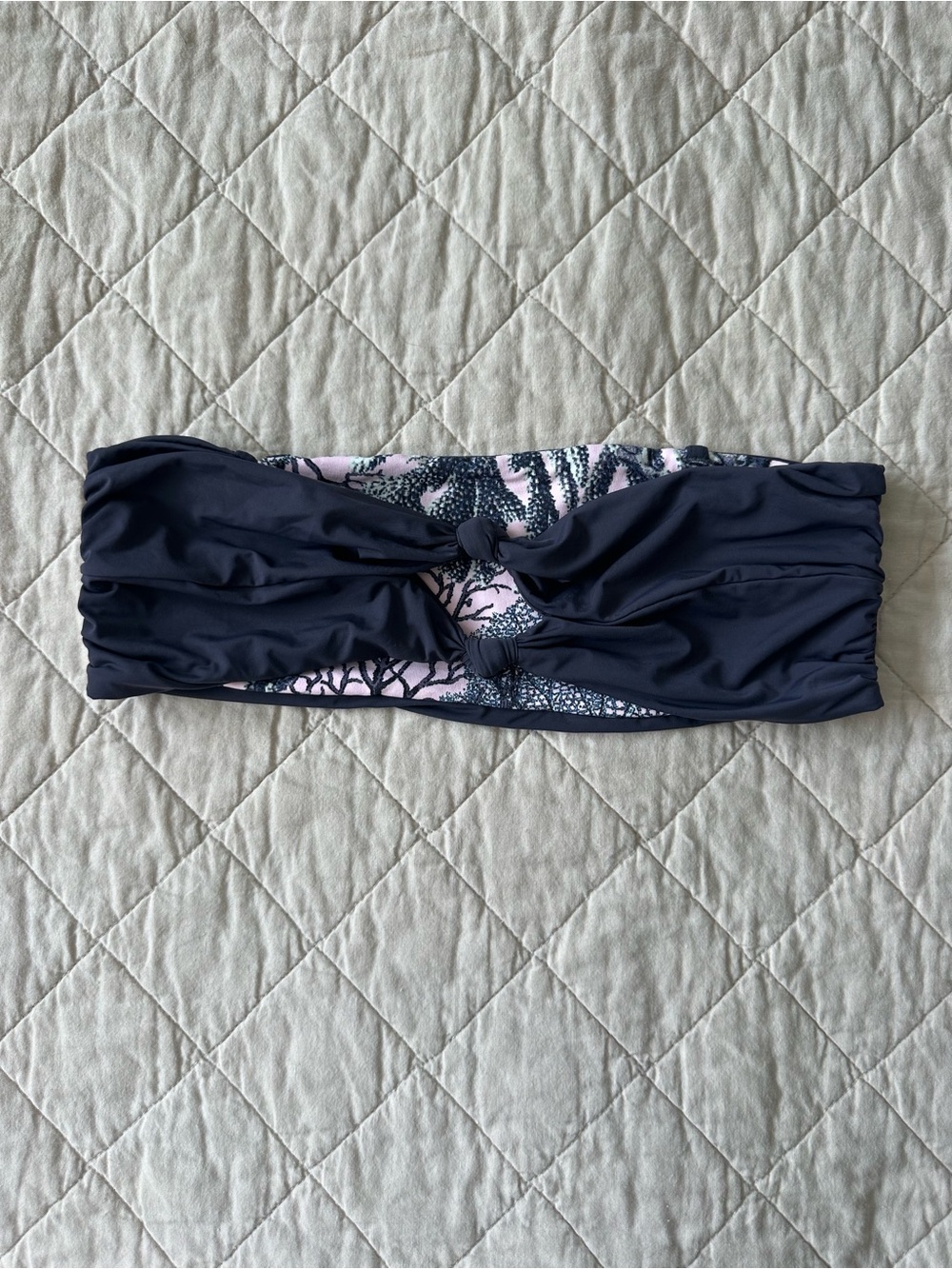 Maaji Reversible Bandeau Bikini Top in Charcoal and Light Pink